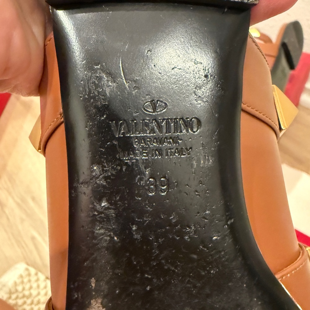 Valentino brown tan large rockstud flat sandal 39 - Picture 7 of 9